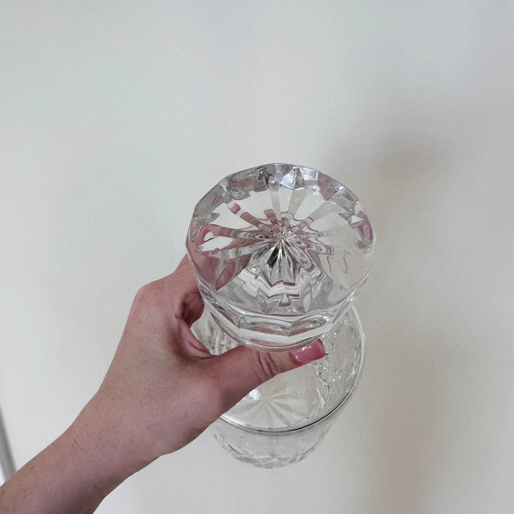 TOSCANY CRYSTAL Lillian Decanter, Whiskey Liquor Carafe Etched Glass Barware‎